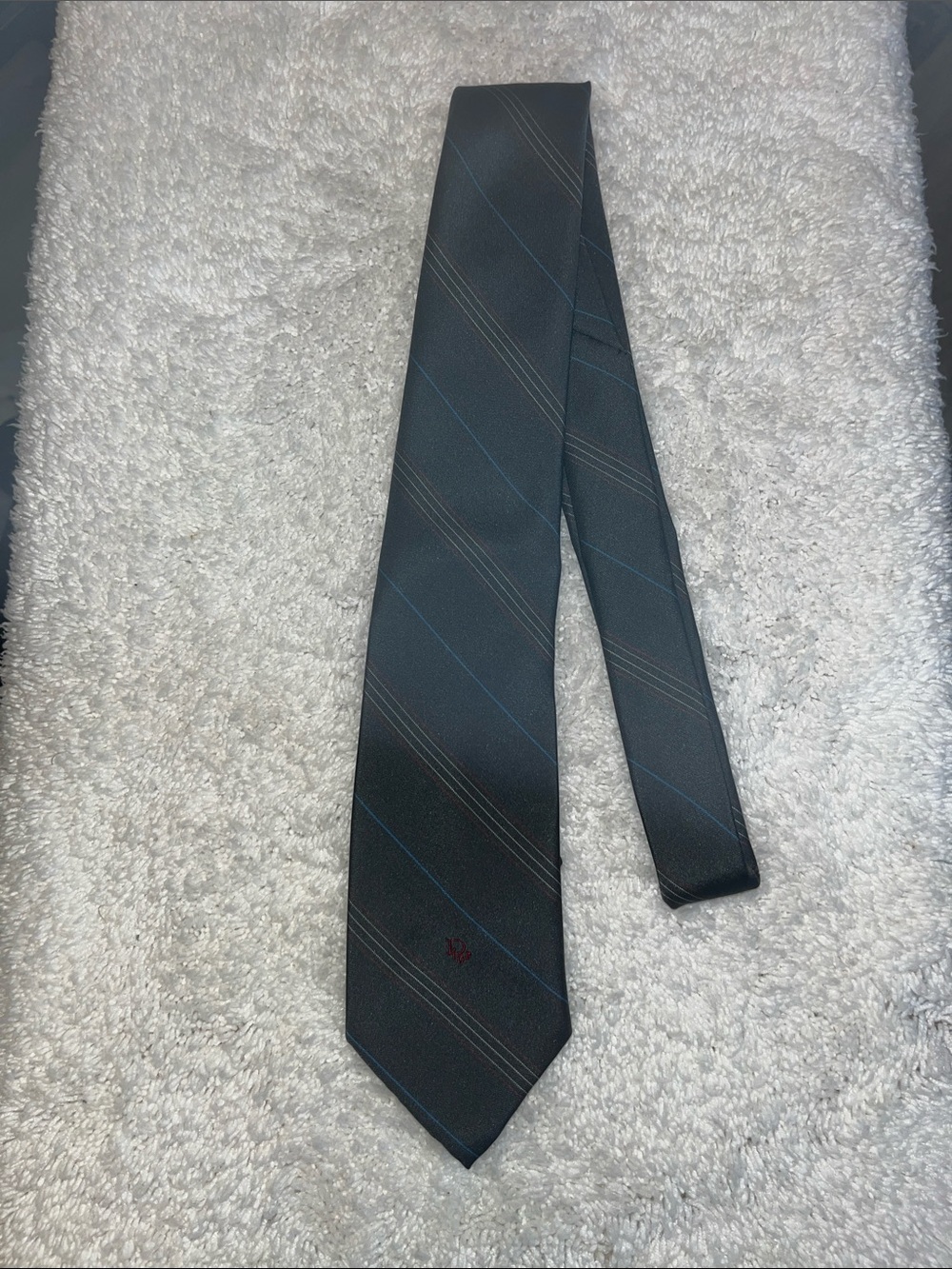 Vintage Dior Tie Grey Multi colored stripes